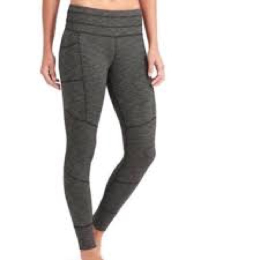 Athleta Excursion Heather Gray Ribbed Leggings - image 1